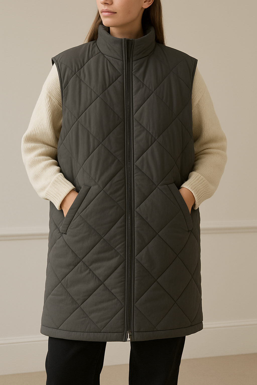 Oversized Quilted Pattern Waistcoat