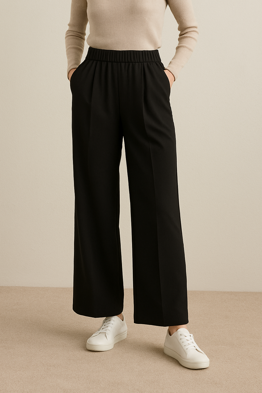 High-Waisted Wide-Leg Office Trousers