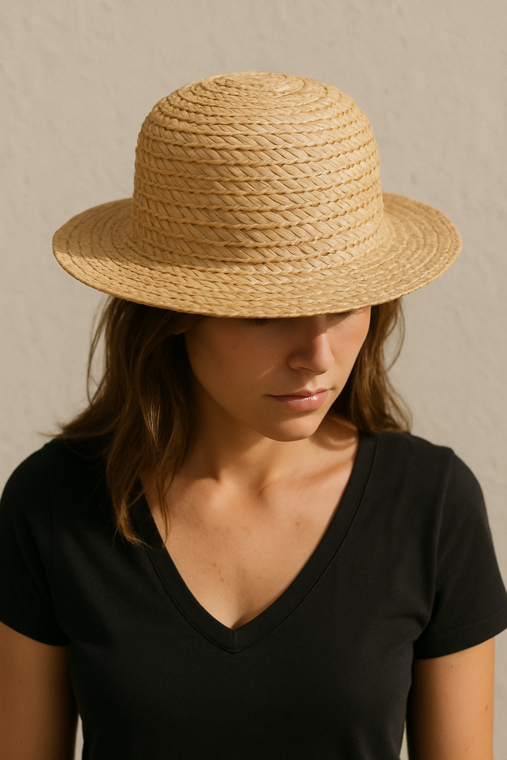 Braided Straw Bowler Hat for Summer Days